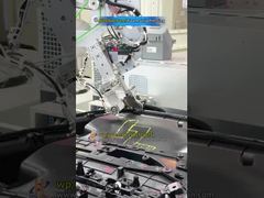 Linha de montagem do painel da porta do carro: prensagem de tiras de esponja → Soldagem por rebitagem a quente → Aperto de parafusos